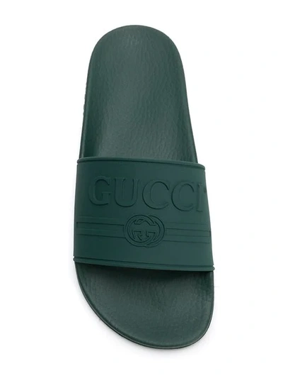 Shop Gucci Logo Slides In Green