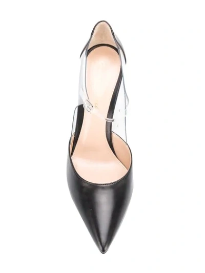 Shop Gianvito Rossi Clear Strap Pointed Pumps - Black