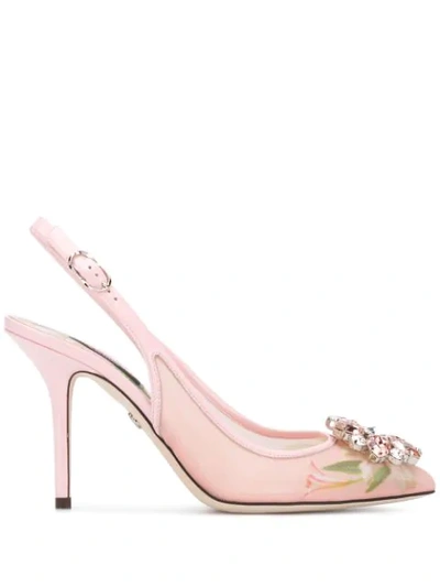 Shop Dolce & Gabbana Embellished Pumps In Hfkk8 Gigli Fdo Rosa