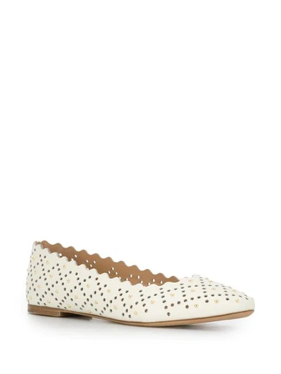 Shop Chloé Scalloped Edge Ballerina Shoes In Neutrals