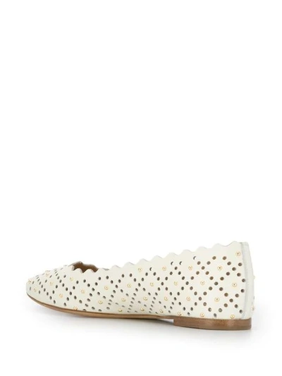 Shop Chloé Scalloped Edge Ballerina Shoes In Neutrals