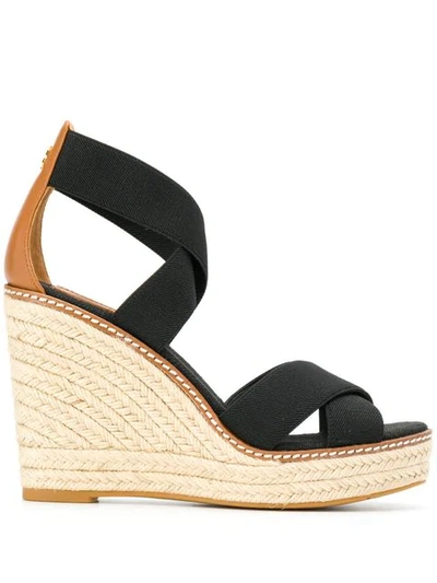 Shop Tory Burch Wedged Sandals In 001 Perfect Black