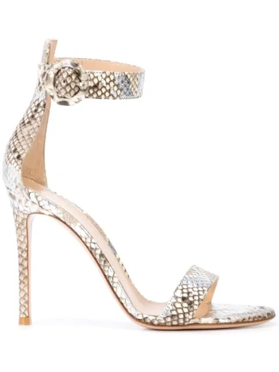 Shop Gianvito Rossi Snake Effect Pumps In Silver