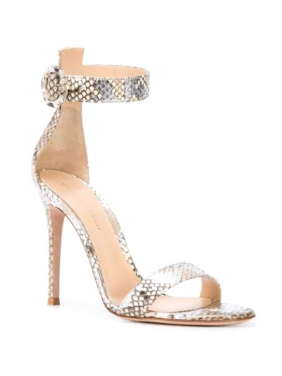 Shop Gianvito Rossi Snake Effect Pumps In Silver