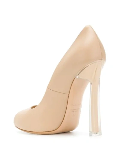 Shop Casadei Peep Toe Pumps - Neutrals