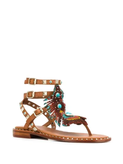 Shop Ash Pandora Beaded Sandals In Brown
