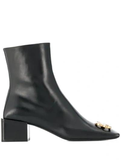 Shop Balenciaga Double Square Bb Ankle Boots In Black