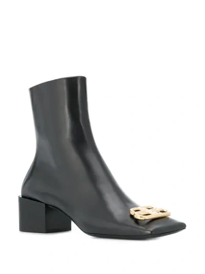 Shop Balenciaga Double Square Bb Ankle Boots In Black