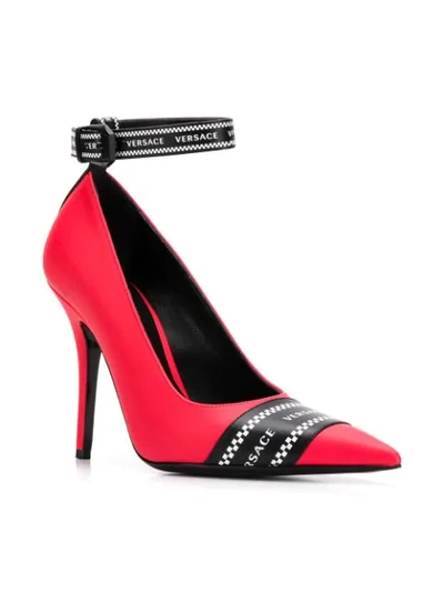 Shop Versace Ankle Strap Pumps In Red