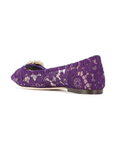 Shop Dolce & Gabbana Lace Ballerina Flats In Purple
