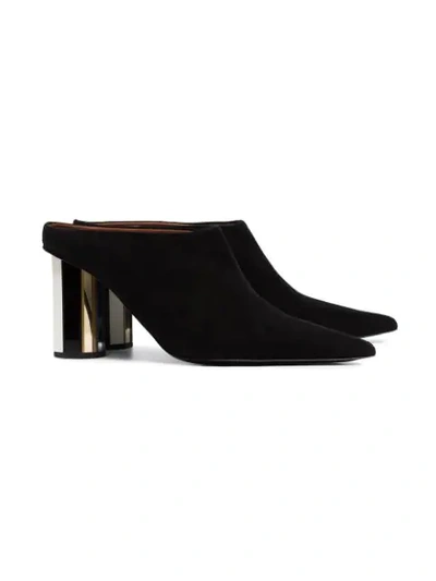 Shop Proenza Schouler Black Mirror Heel 90 Suede Leather Mules