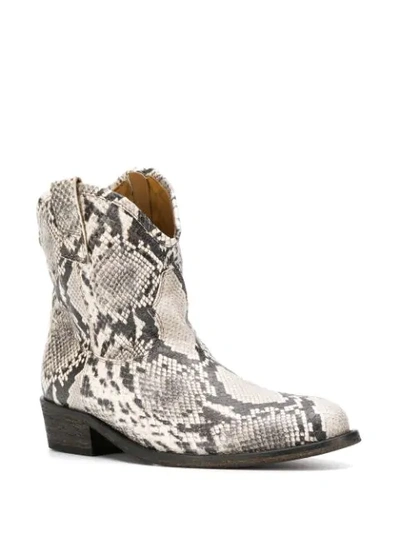 Shop Via Roma 15 Snake Western Ankle Boots - White