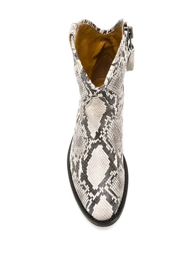 Shop Via Roma 15 Snake Western Ankle Boots - White