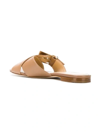 Shop Chloe Gosselin Crossover Buckled Sandals In Neutrals