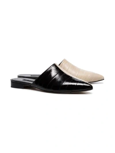 Shop Newbark Black And Ivory Ella Two-tone Leather Mules