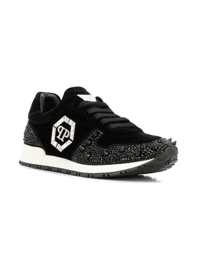 PHILIPP PLEIN EMBELLISHED SNEAKERS - 黑色