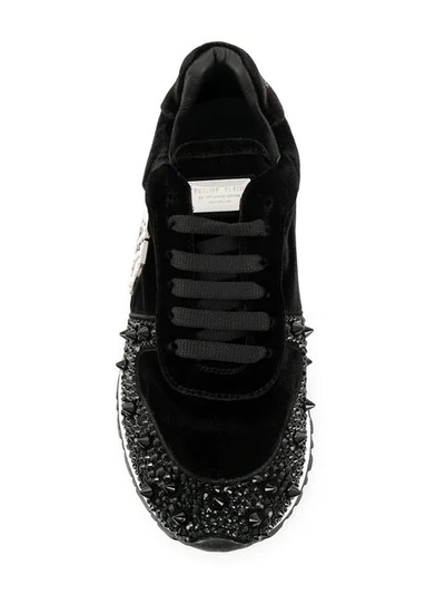 Shop Philipp Plein Embellished Sneakers In Black