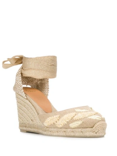 Shop Castaã±er Carina Wedge Espadrilles In Neutrals