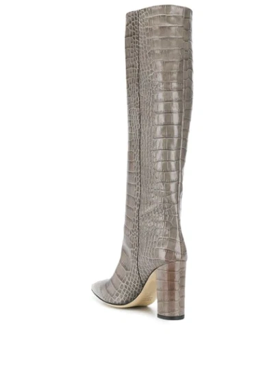 Shop Paris Texas Crocodile Effect Boots In Grey