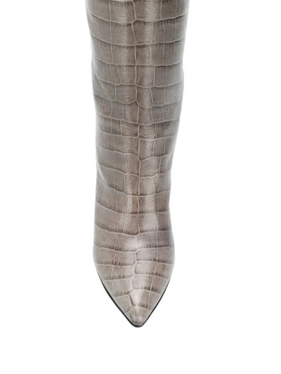 Shop Paris Texas Crocodile Effect Boots In Grey