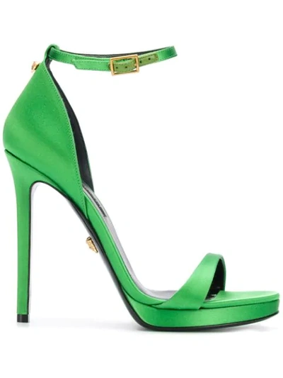 Shop Versace Open Toe Pumps In Green