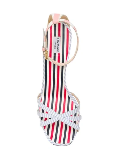 Shop Thom Browne Striped High Curved-heel Sandal In Blue