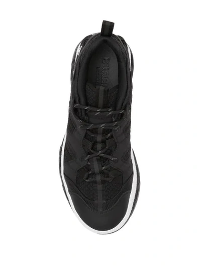 Shop Burberry Monogram Motif Mesh And Nubuck Sneakers In Black