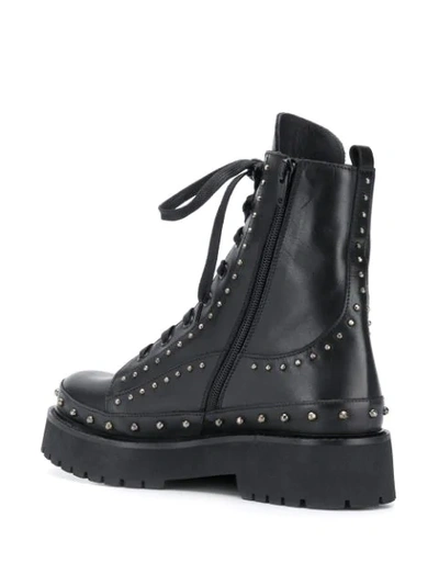 Shop Pinko Studded Combat Boots In Black