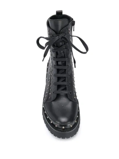 Shop Pinko Studded Combat Boots In Black