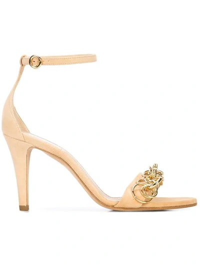 Shop Chloé Chain Embellished Sandals In Neutrals