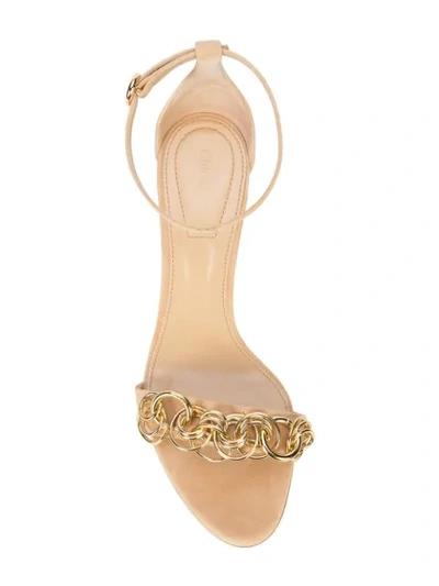 Shop Chloé Chain Embellished Sandals In Neutrals
