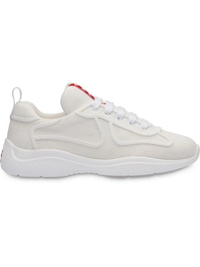 Shop Prada Bike Fabric Runner Sneakers In White