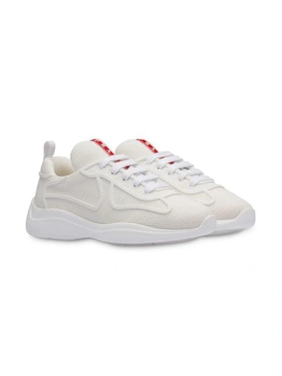 Shop Prada Bike Fabric Runner Sneakers In White