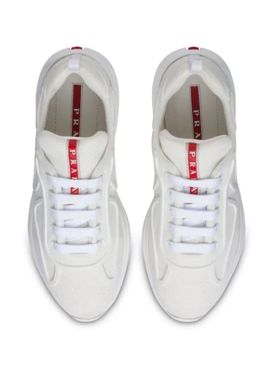 Shop Prada Bike Fabric Runner Sneakers In White