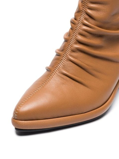 Shop Reike Nen Camel Shirring 80 Leather Ankle Boots In Brown