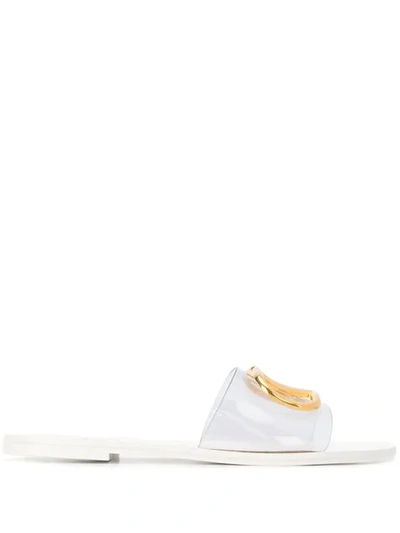 Shop Valentino Garavani Vlogo Slide Sandals In 001 Bianco