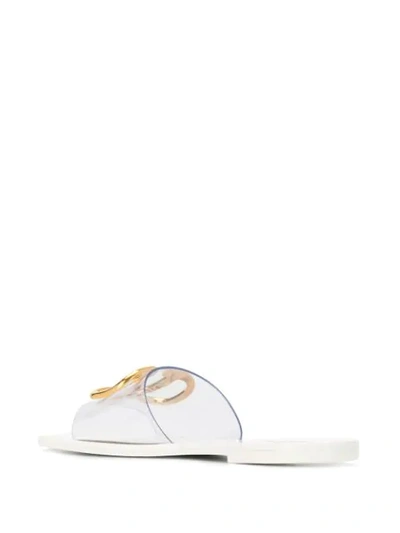 Shop Valentino Garavani Vlogo Slide Sandals In 001 Bianco