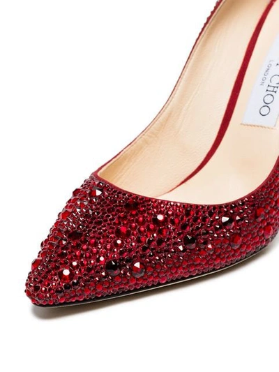 Shop Jimmy Choo Red Romy 85 Crystal Pumps