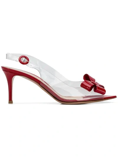 Shop Gianvito Rossi Bow Embellished Slingback Pumps In Red