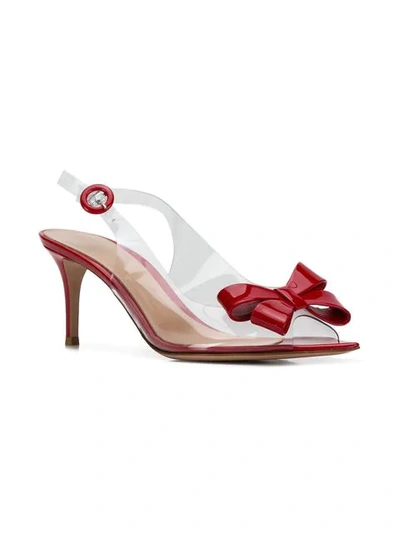 Shop Gianvito Rossi Bow Embellished Slingback Pumps In Red