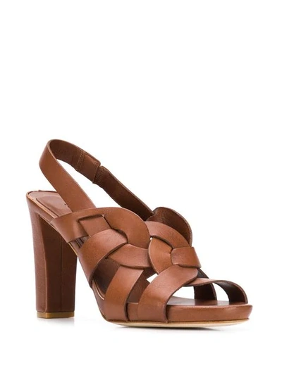 Shop Del Carlo Siena Slingback Sandals In Brown
