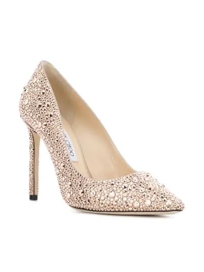 Shop Jimmy Choo Romy Crystal Embellished Pumps In Metallic