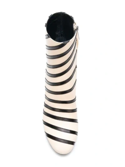 Shop Sonia Rykiel Striped Ankle Boots - Neutrals