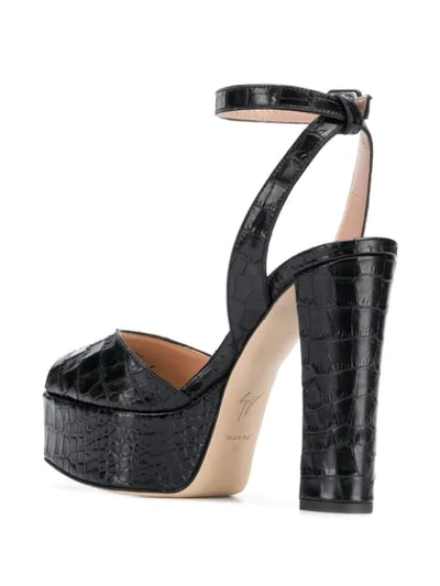 Shop Giuseppe Zanotti Crocodile Embossed Platform Sandals In Black