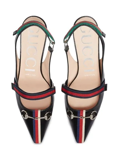 Shop Gucci Mid-heel Pump With Web In Black