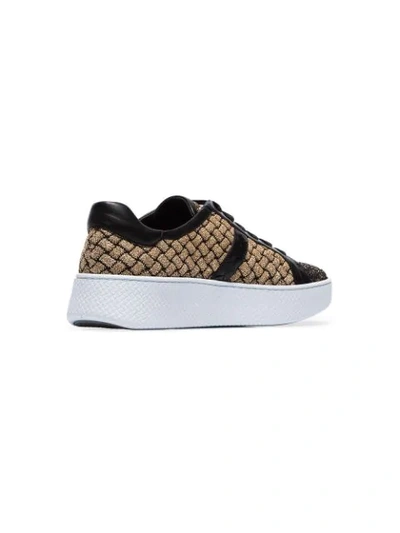 Shop Bottega Veneta Woven Metallic Fabric Trainers In Black