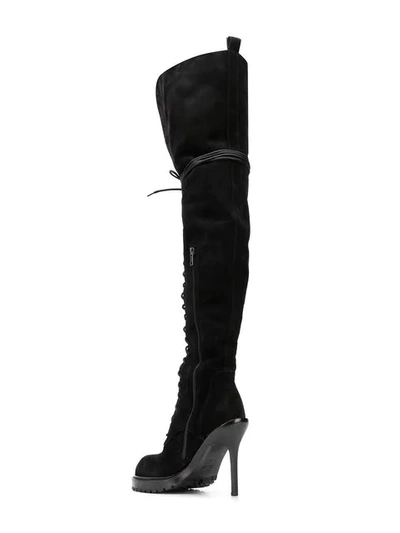 Shop Ann Demeulemeester Lace-up Knee Boots In Black