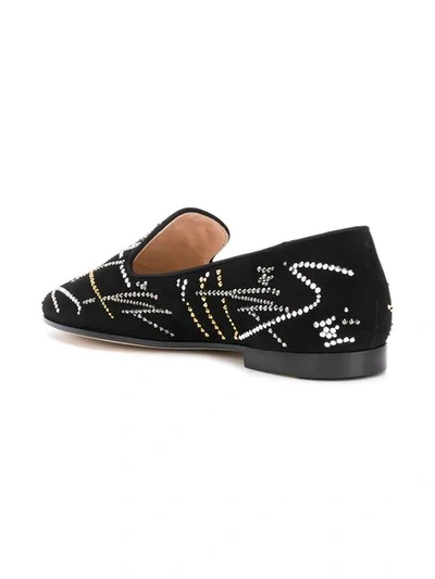 Shop Giuseppe Zanotti Embellished Logo Loafers In Black