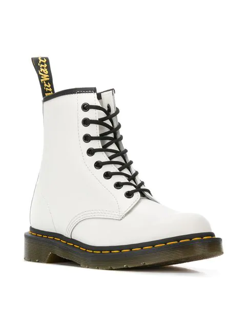 dr martens 1460 white leather flat ankle boots