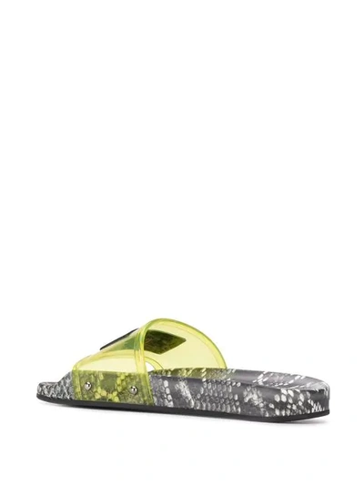 Shop Versace Snakeskin Print Slides In Yellow